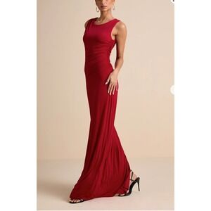 NWT Lulus Significant Allure Red‎ Slinky Knit Ruched Maxi Dress XXL